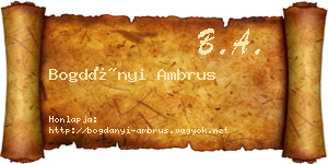 Bogdányi Ambrus névjegykártya